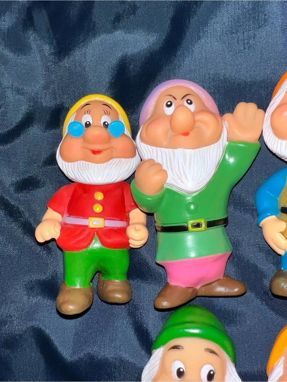 1970s 80s 7 Dwarfs Set 5” Vinyl Squeaky Figures Snow White Vintage Walt Disney